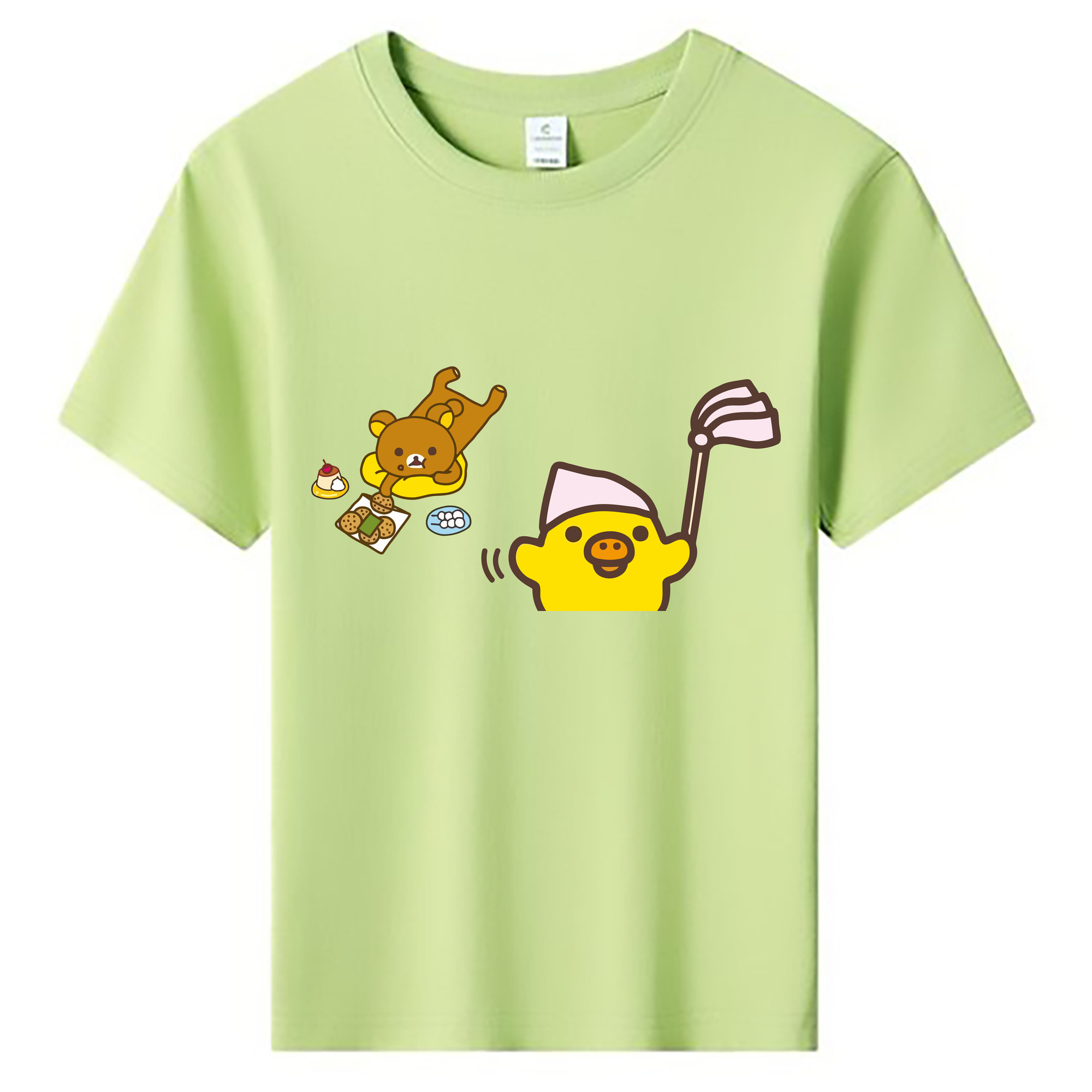 （画像用） リラックマ リラックマ キイロイトリ Rilakkuma Korilakkuma Kiiroitori 綿100％キッズTシャツ（フロントプリント）